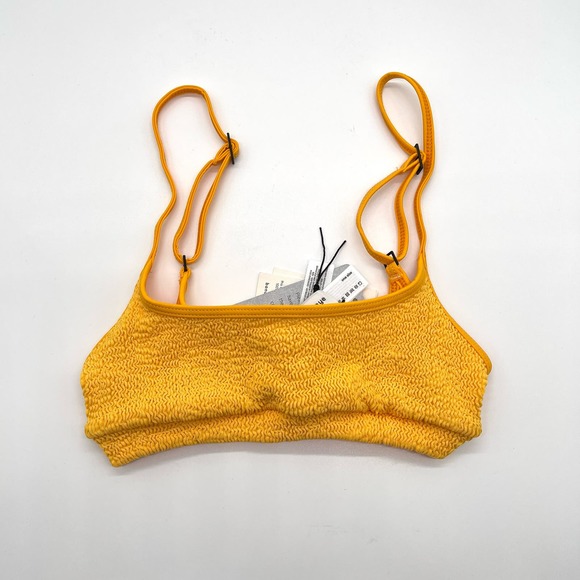 BOND-EYE Strap Saint Crop Bikini Top Womens One Size Sunny Eco Yellow NWT - Picture 3 of 9